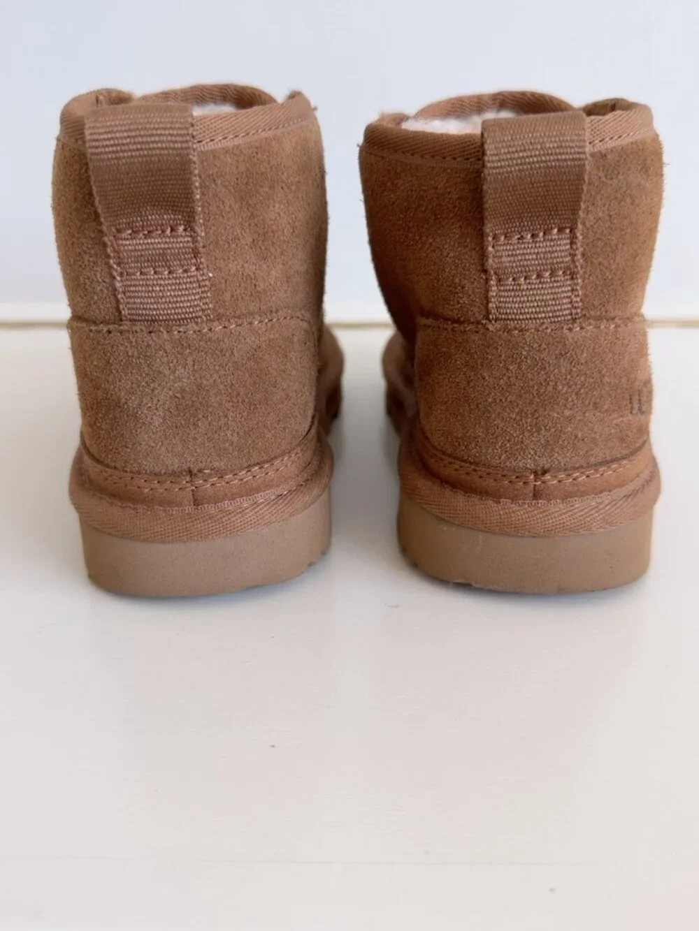 UGG Neumel EZ-Fit Chestnut Suede Shearling Boots Kids Size 12